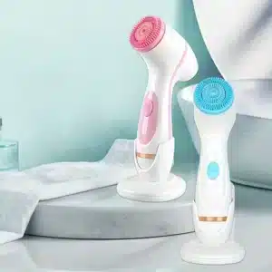 Cepillo De Limpieza Facial Inalámbrico azul y rosa